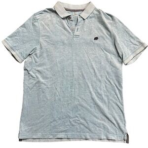 Banana Republic Mens L Blue Short Sleeve Polo Shirt Embroidered Bear Logo
